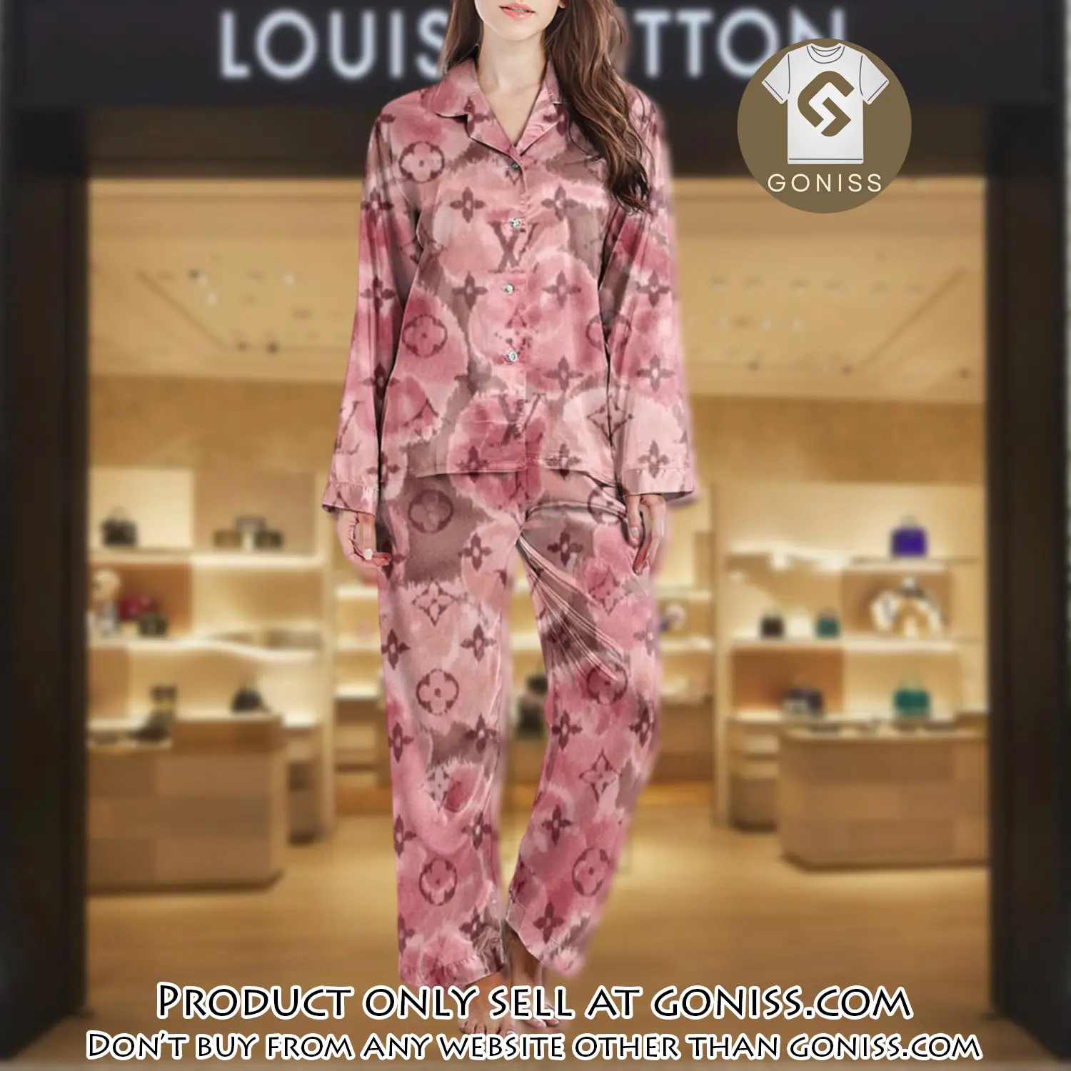Lv monogram long satin pajama set pjs1035 gn1217695